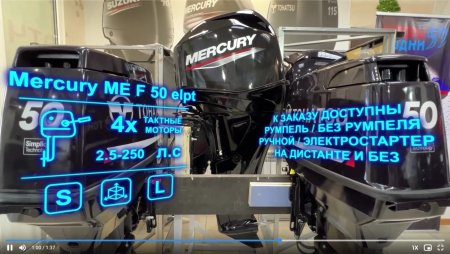 Четырёхтактные лодочные моторы Mercury мощностью от 2,5 до 250 лошадиных сил
